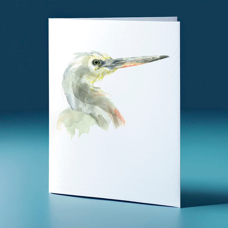 heron water colour bird themed greeting card