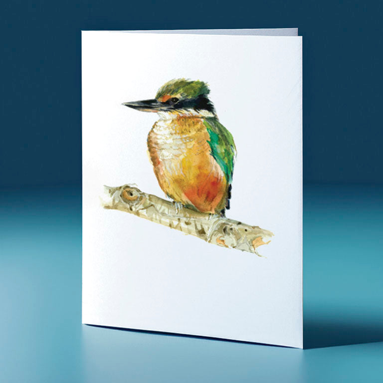 kingfisher water colour bird themed greeting card