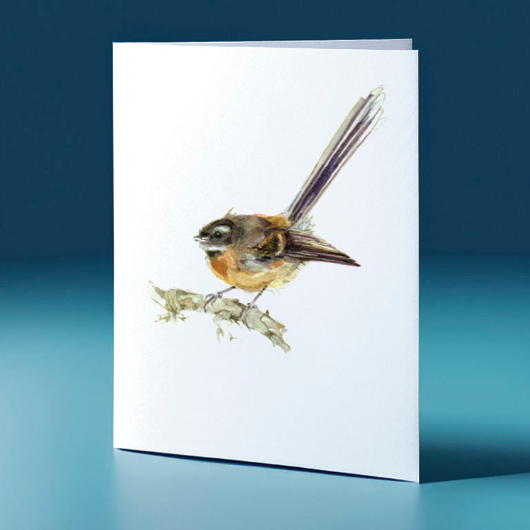 piwakawaka 1 water colour bird themed greeting card