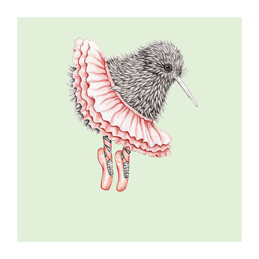 ballet kiwi pastel bird themed greeting card