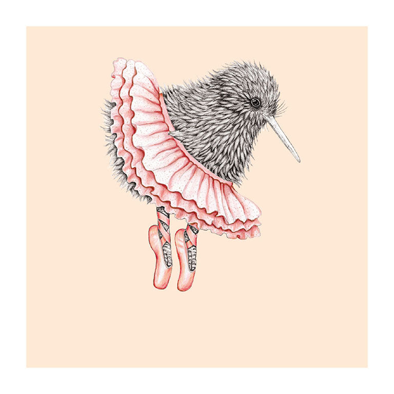 ballet kiwi pastel bird themed greeting card