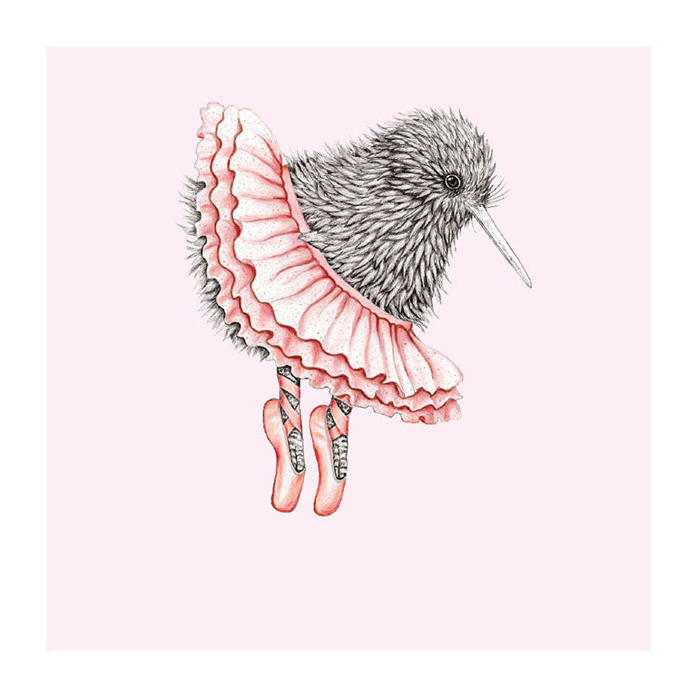 ballet kiwi pastel bird themed greeting card
