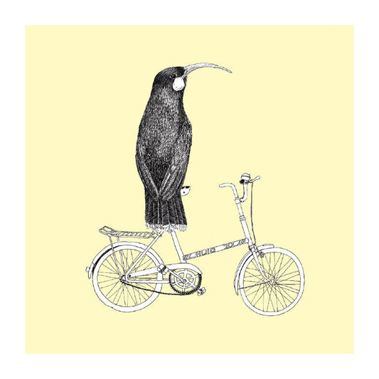 bike huia pastel bird themed greeting card
