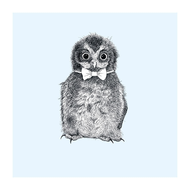 bowtie ruru pastel bird themed greeting card