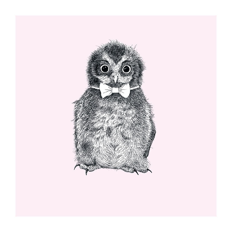 bowtie ruru pastel bird themed greeting card