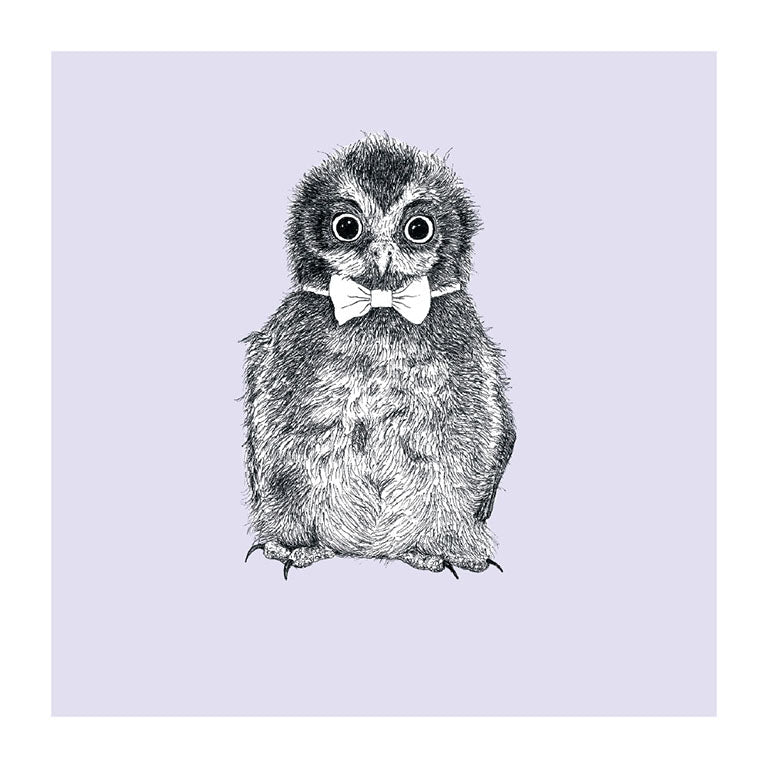 bowtie ruru pastel bird themed greeting card