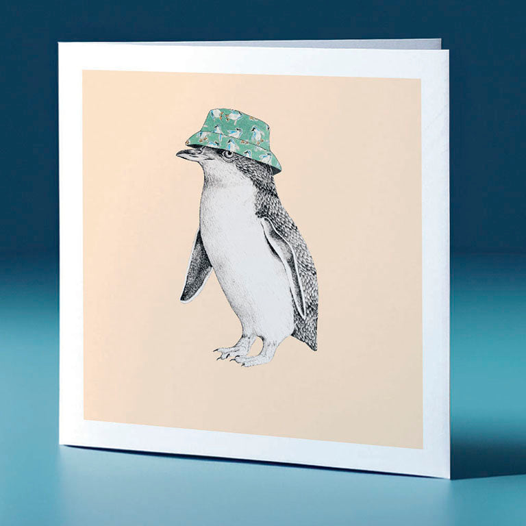 bucket hat korora pastel bird themed greeting card