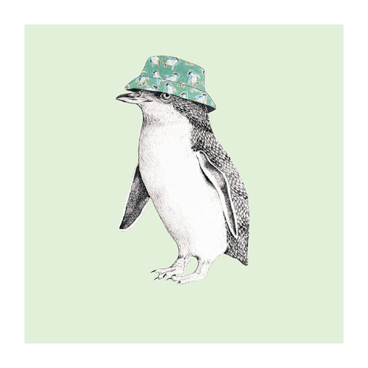 bucket hat korora pastel bird themed greeting card