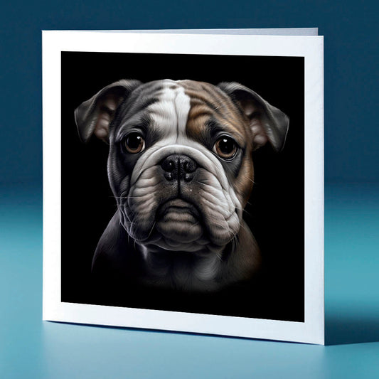 Young Bulldog - dog themed greeting card