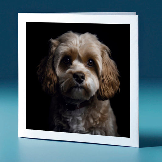 Cream coloured Cavapoo - dog themed greeting card
