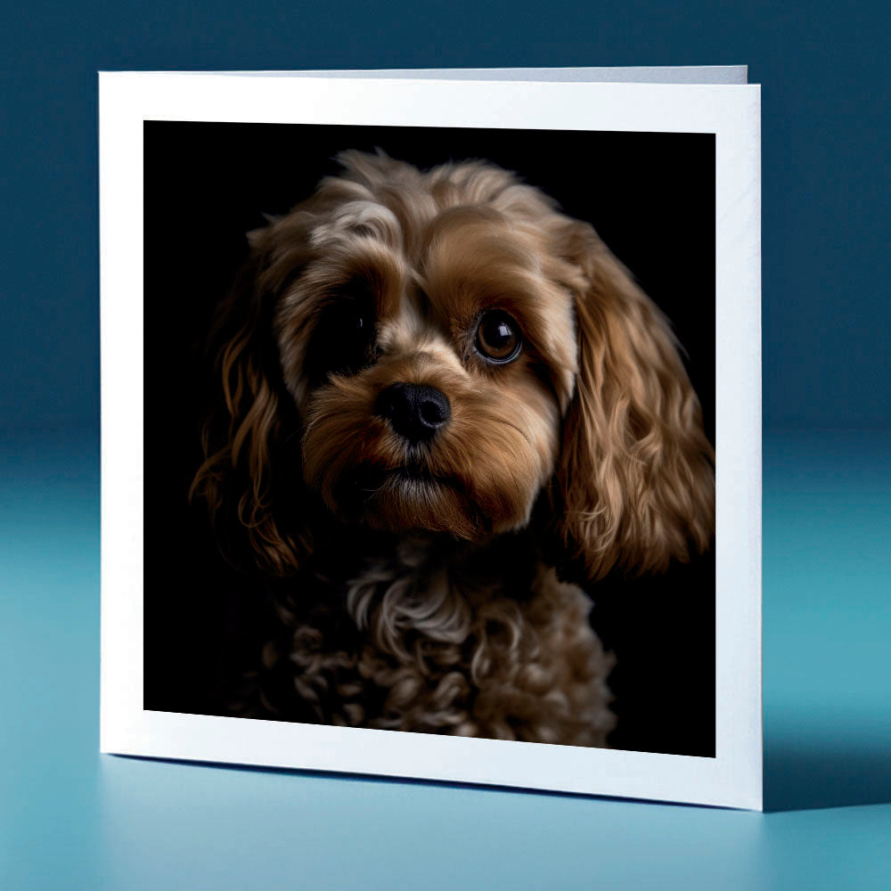 Rusty coloured Cavapoo - dog themed greeting card