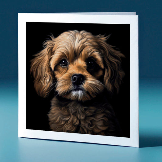 Rusty coloured Cavoodle - dog themed greeting card