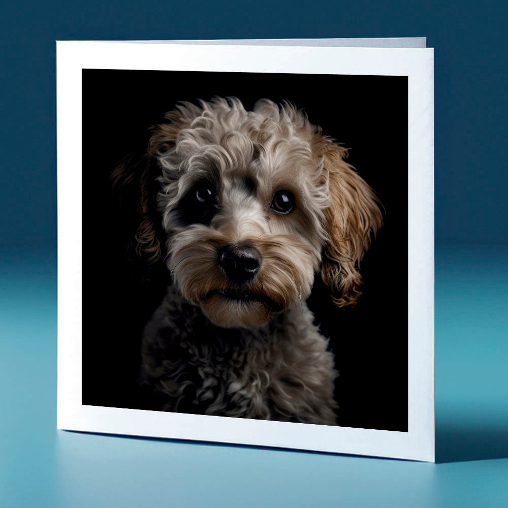 Cream coloured Cockerpoo - dog themed greeting card
