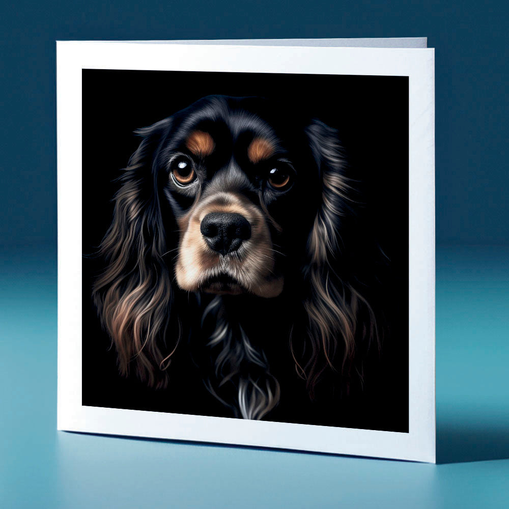 Black coloured Cocker Spaniel - dog themed greeting card