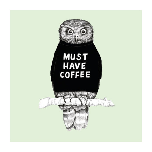 coffee ruru pastel bird themed greeting card