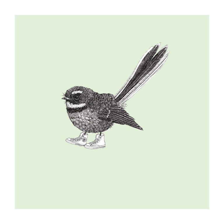 converse piwakawaka pastel bird themed greeting card