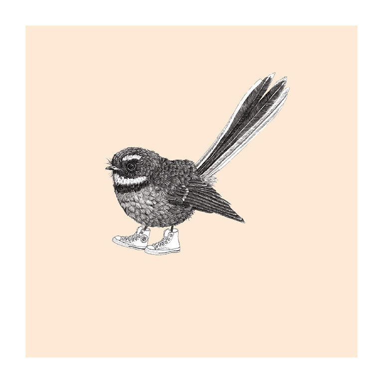 converse piwakawaka pastel bird themed greeting card
