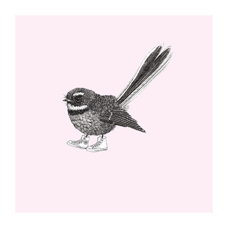 converse piwakawaka pastel bird themed greeting card