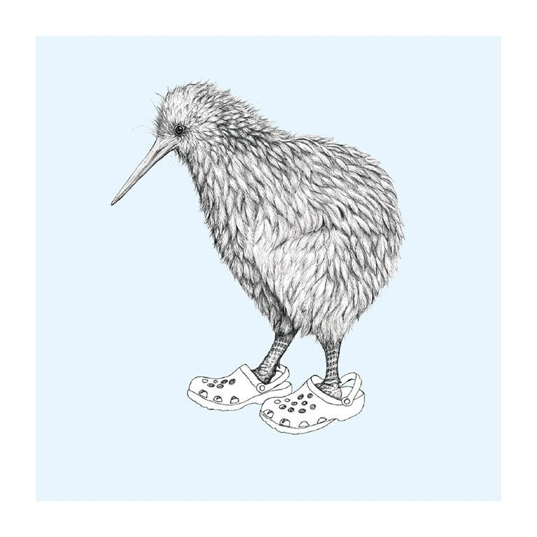 crocs kiwi pastel bird themed greeting card