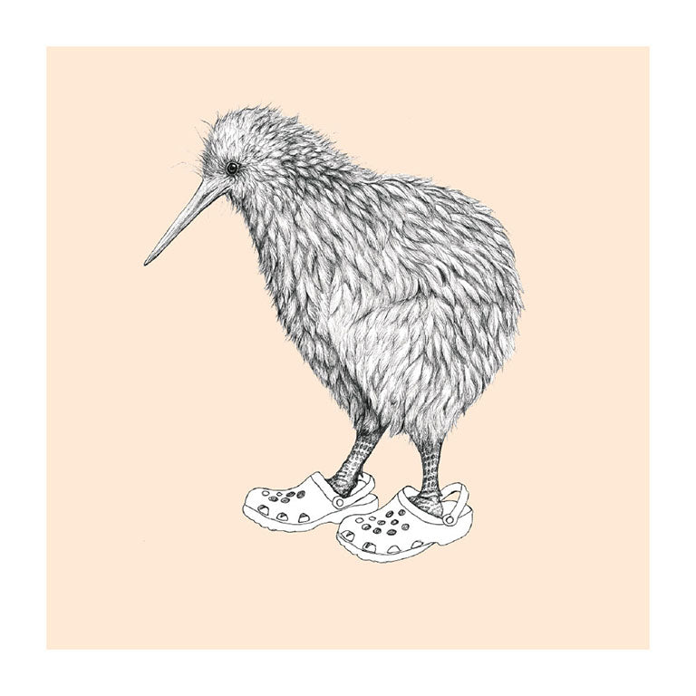 crocs kiwi pastel bird themed greeting card