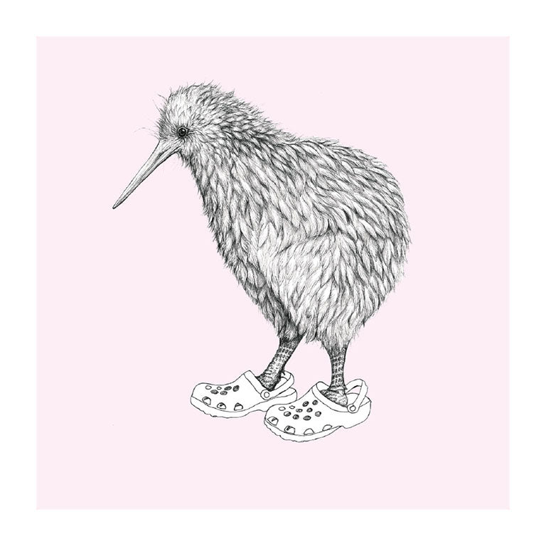 crocs kiwi pastel bird themed greeting card