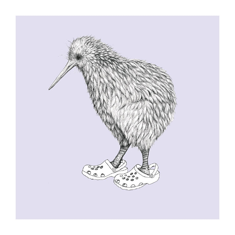 crocs kiwi pastel bird themed greeting card