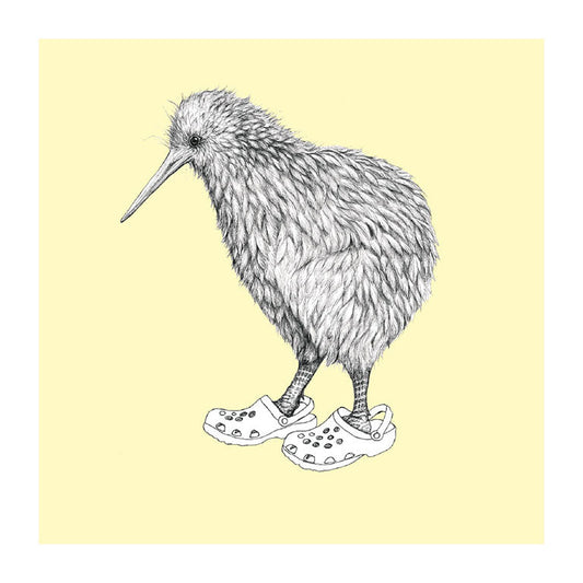 crocs kiwi pastel bird themed greeting card