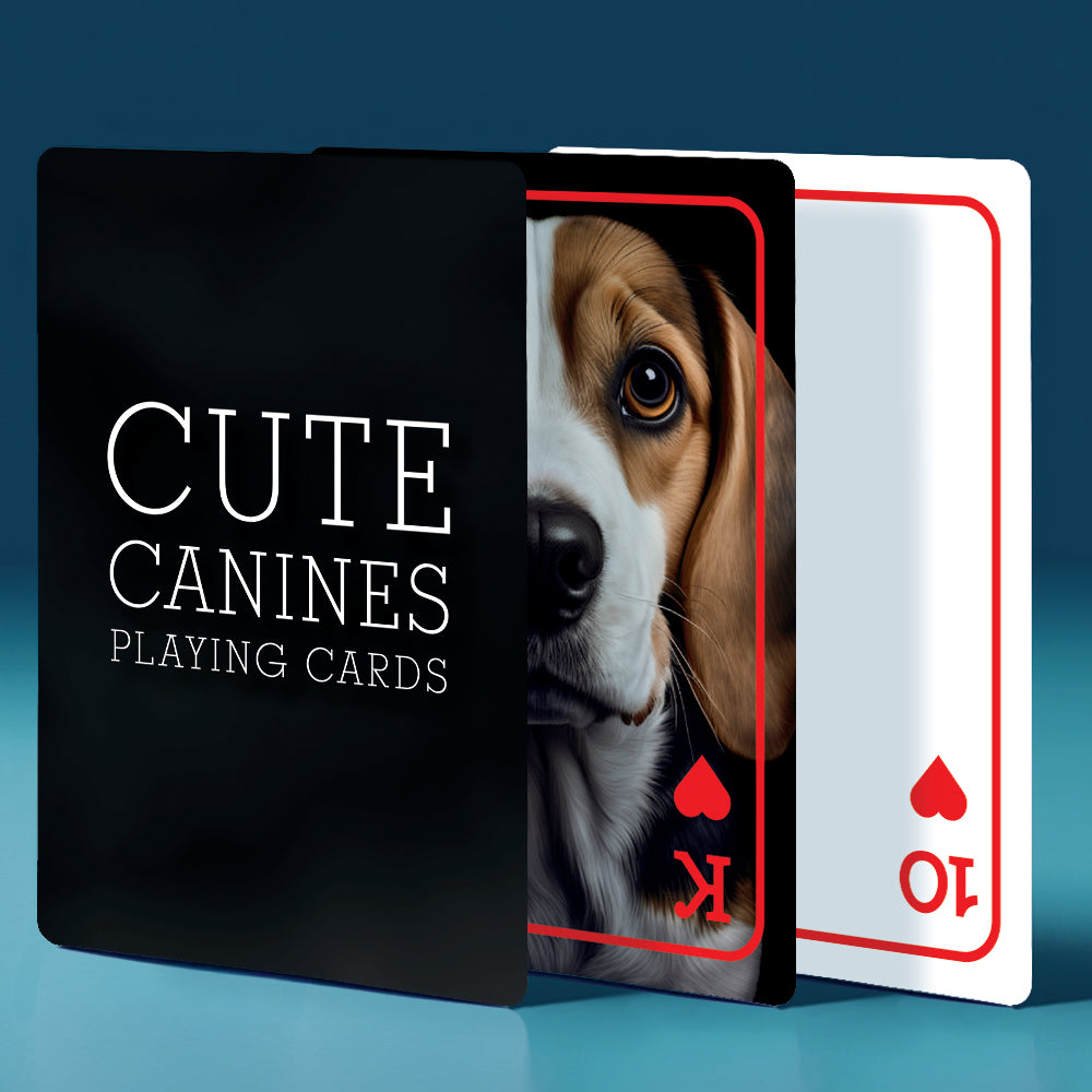 cute canines playing cards
