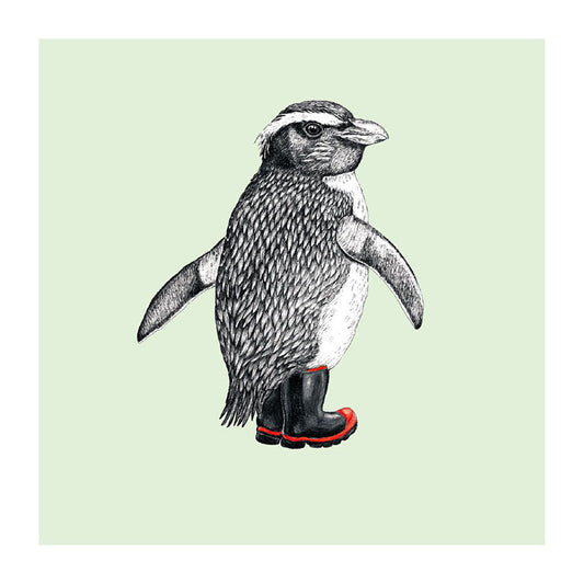gumboot tawaki pastel bird themed greeting card