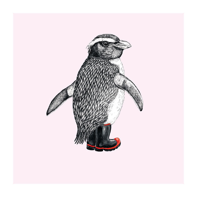 gumboot tawaki pastel bird themed greeting card