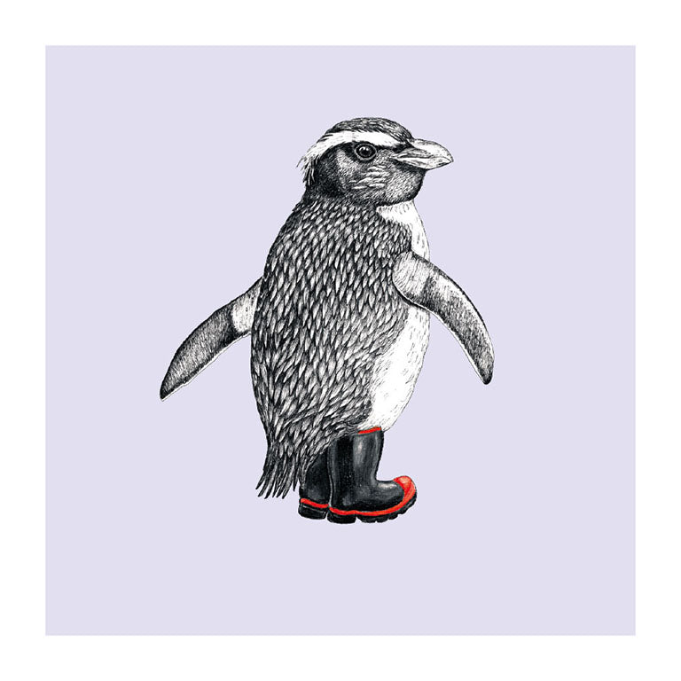 gumboot tawaki pastel bird themed greeting card