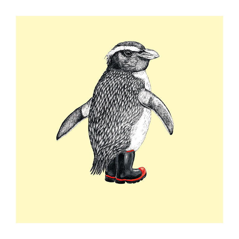 gumboot tawaki pastel bird themed greeting card