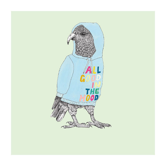 hoodie kea pastel bird themed greeting card