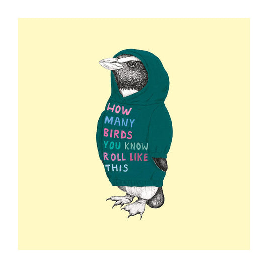 hoodie tawaki pastel bird themed greeting card