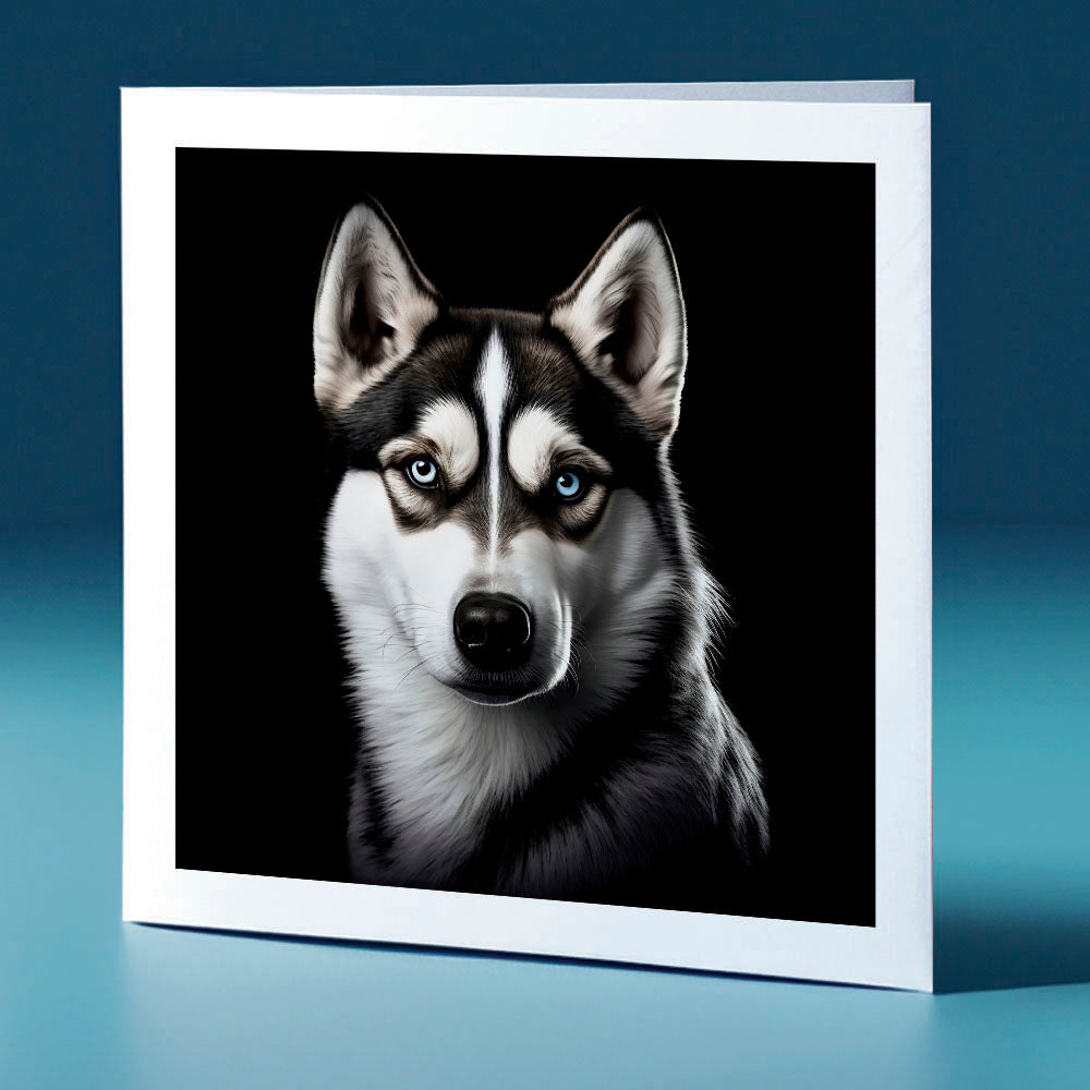 Front Facing Husky - dog themed greeting card
