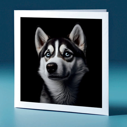 Side Facing Husky - dog themed greeting card