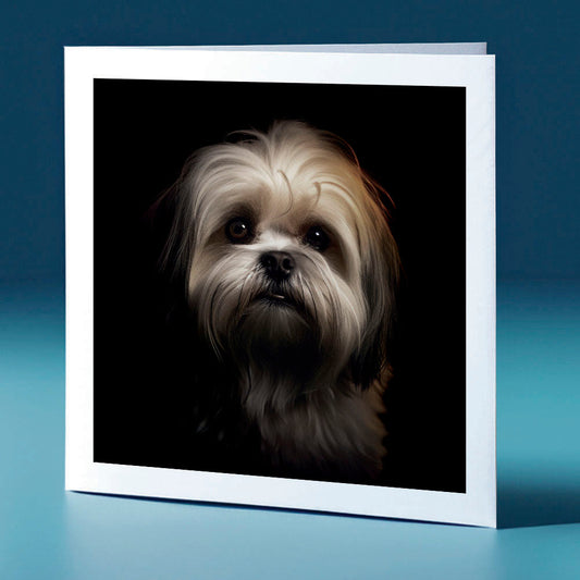 Rusty coloured Lhasa Apso - dog themed greeting card