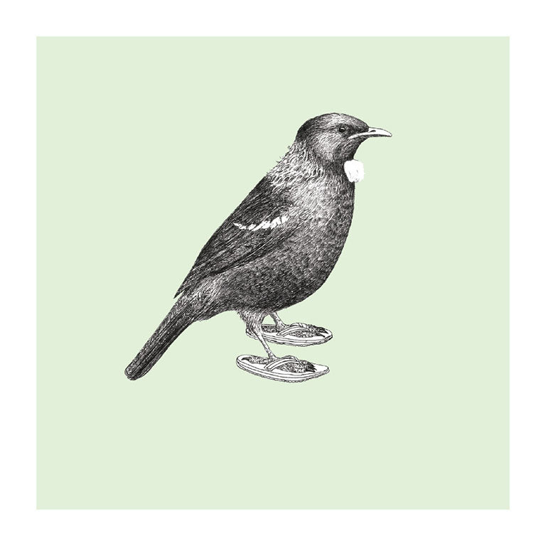 jandals tui pastel bird themed greeting card