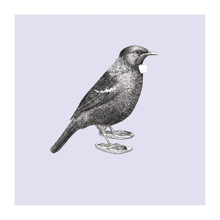 jandals tui pastel bird themed greeting card