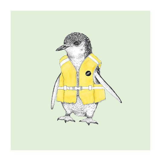 life jacket korora pastel bird themed greeting card