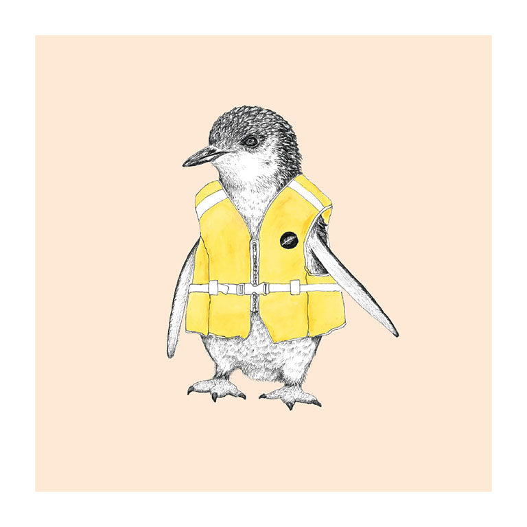 life jacket korora pastel bird themed greeting card