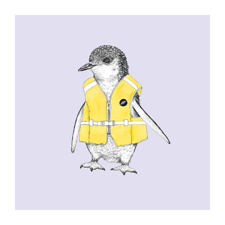 life jacket korora pastel bird themed greeting card