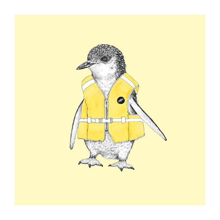 life jacket korora pastel bird themed greeting card