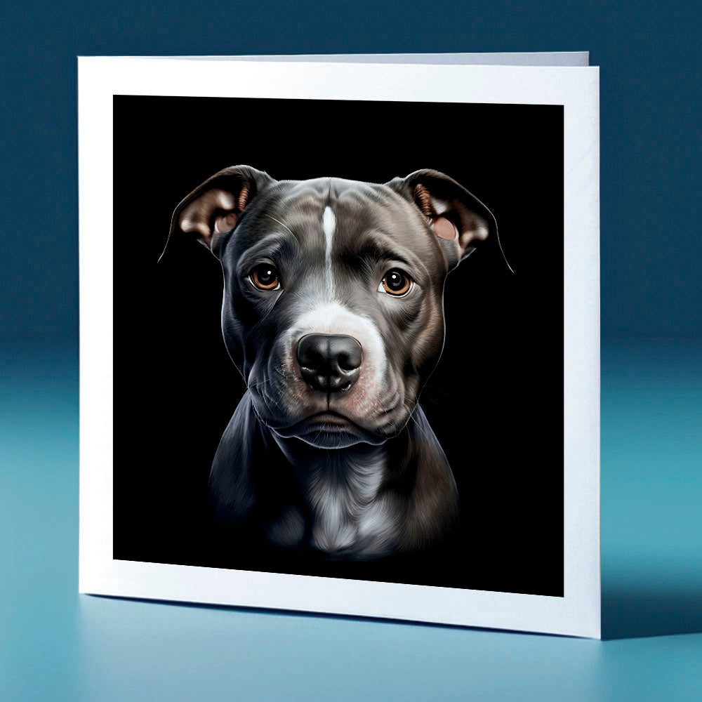 Pitbull Puppy - dog themed greeting card