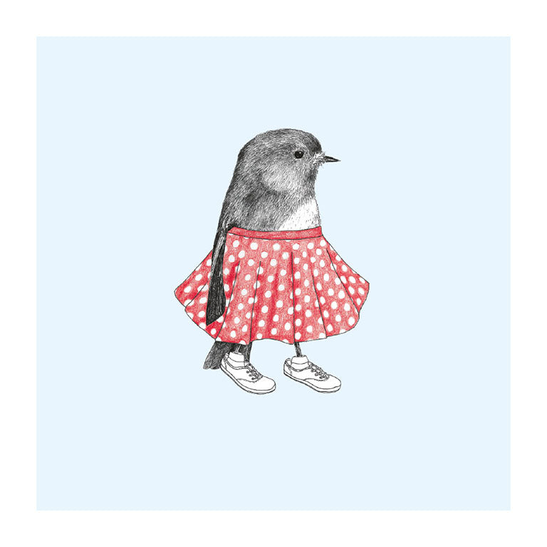 polka dot toutouwai pastel bird themed greeting card