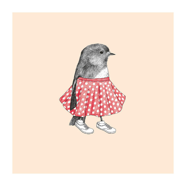 polka dot toutouwai pastel bird themed greeting card