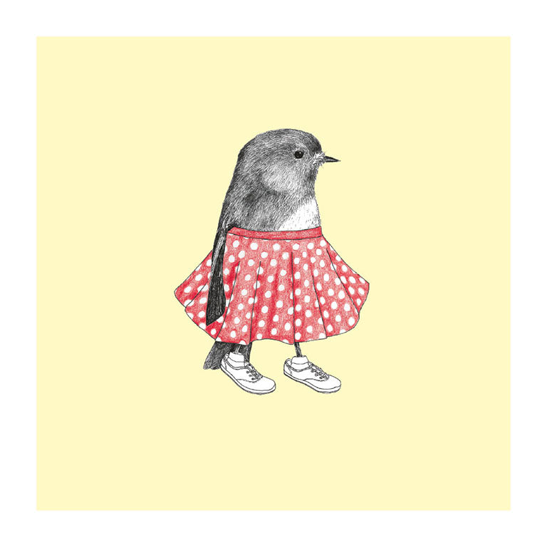 polka dot toutouwai pastel bird themed greeting card