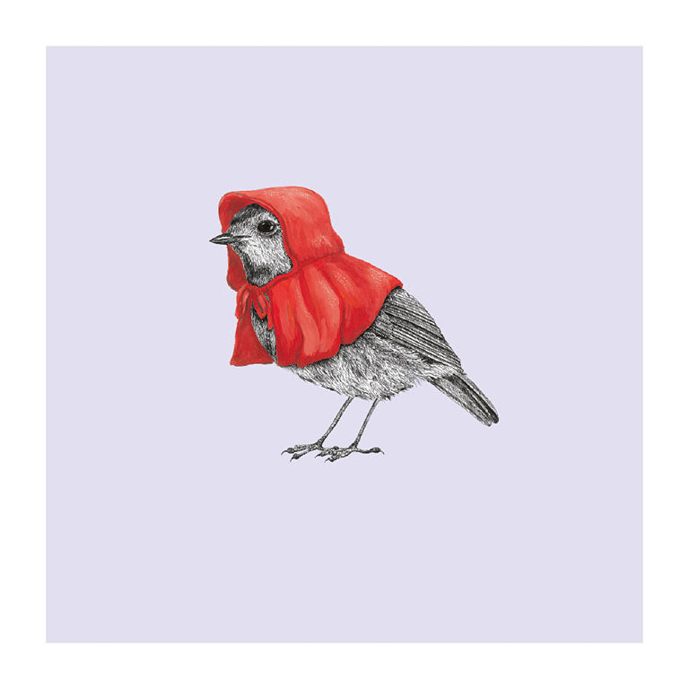 red riding robin pastel bird themed greeting card