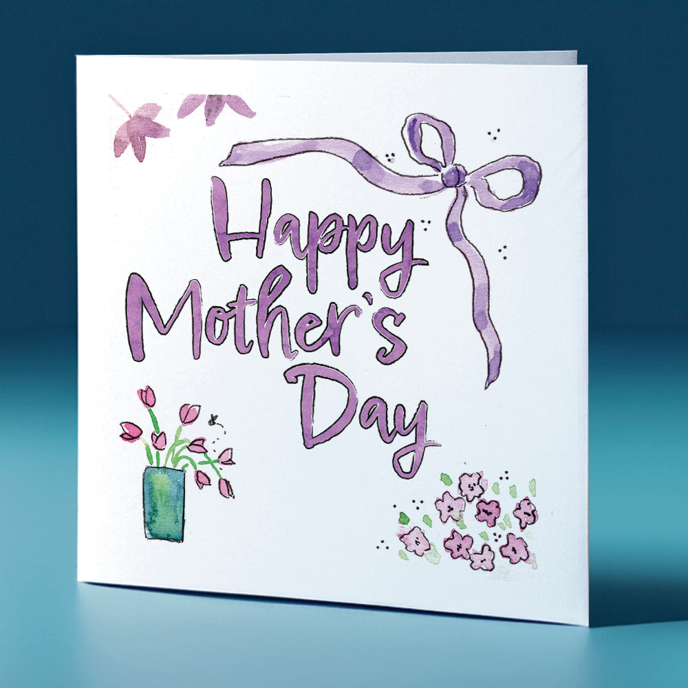 Ribbon and Flowers Square Greeting Card Mother's Day