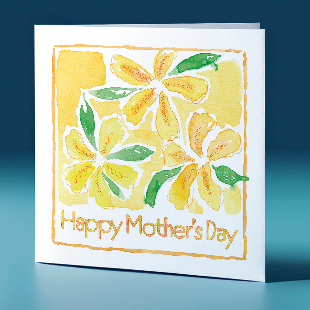 Yellow Flowers Square Greeting Card Mother's Day